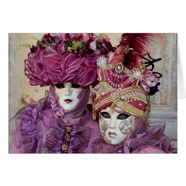 Cartão Traje de Carnaval roxo, Veneza (Frente Horizontal)