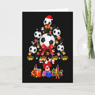 Cartão Traje de Natal da Árvore de Natal da Bola de Futeb