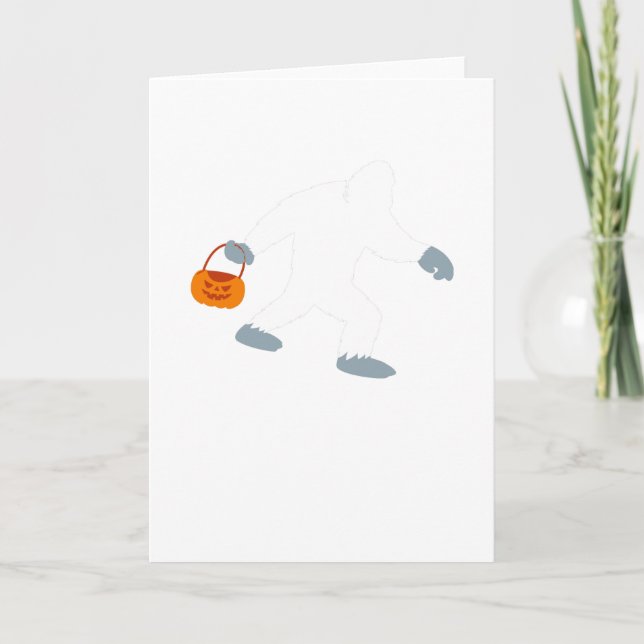 Cartão Traje do Dia das Bruxas da abóbora de Bigfoot (Frente)