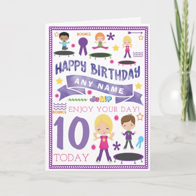 Cartão Trampoline Bounce Jump Personalised Birthday Card (Frente)