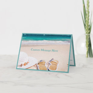 Cartão Tranquil Ocean Beach: Sunhat e Sandals Serenity