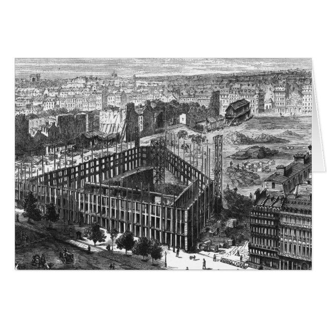 Cartão Transformação de Paris: edifício em 1861 (Frente Horizontal)