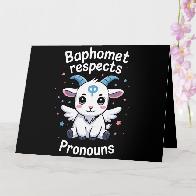 Cartão Transgender Baphomet Respeita Pronouns Trans Pride (Orquídea)