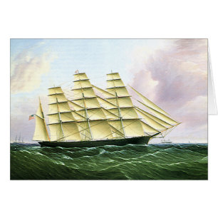Cartão Transporte Antigo Navio Clipper Antigo no Mar