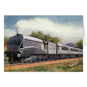 Cartão Transporte Vintage, Trem Bala Prateado Moderno