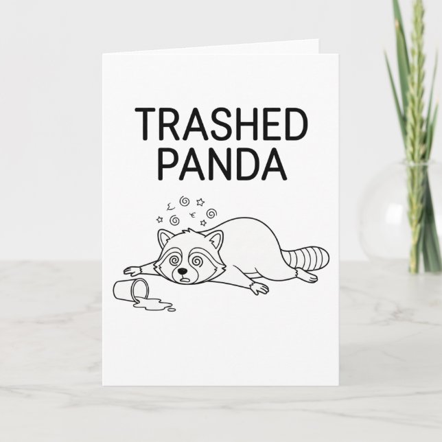 Cartão Trashed Panda Funny Drunk Racoon (Frente)