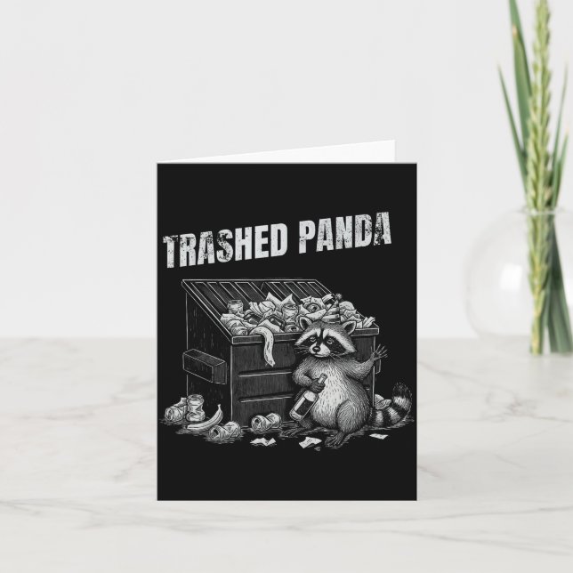 Cartão Trashed Panda Funny Drunk Racoon Cool Animals Grap (Frente)