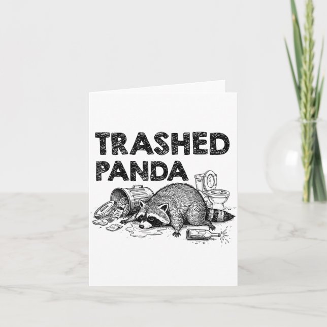 Cartão Trashed Panda Funny Drunk Racoon Gets Drunk Meme F (Frente)