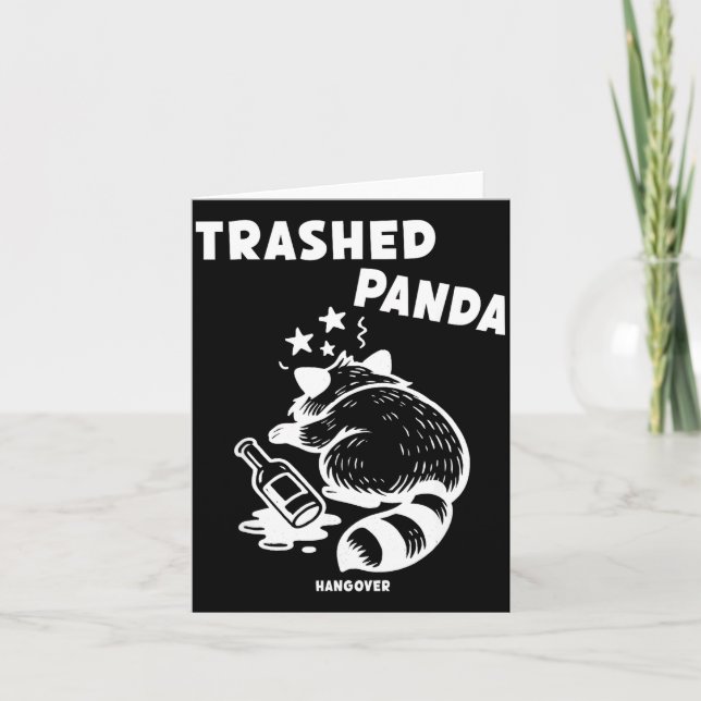 Cartão Trashed Panda Hangover Social Media Crazy Drunk Ra (Frente)