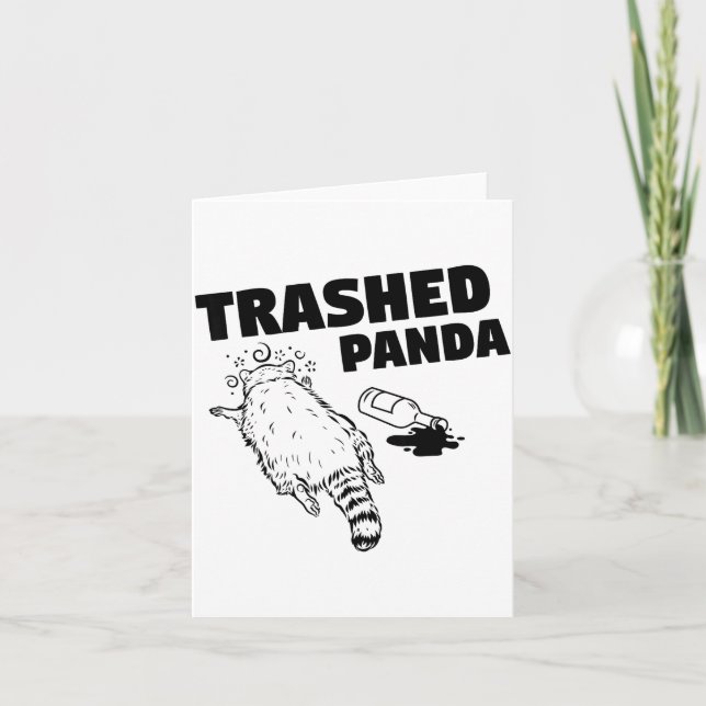 Cartão Trashed Panda Raccoon Funny Raccoon Gets Drunk Rac (Frente)