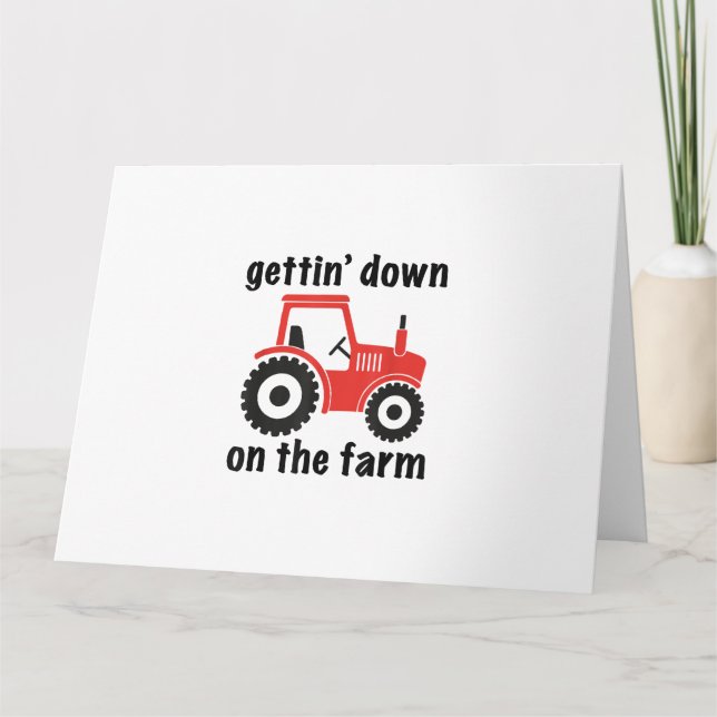 Cartão Trator descendo na Fazenda do país Barn Danc (Frente)