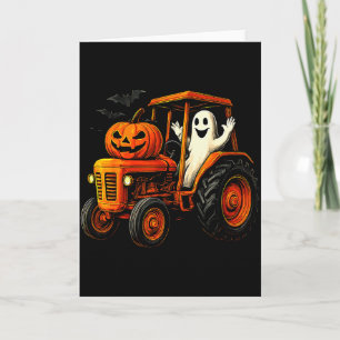 Cartão Trator Fantasma Agricultor Abóbora Temporada Soky