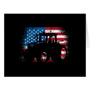 Cartão Trator USA Flag design for Patriotic Farmer