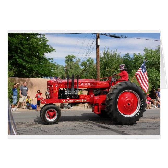 Cartão Trator vermelho (Frente Horizontal)