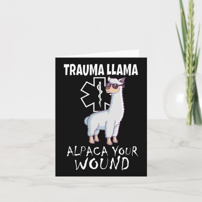 Cartão Trauma Llama Emt Design Médico Ems Alpaca Sua Mulh (Frente)