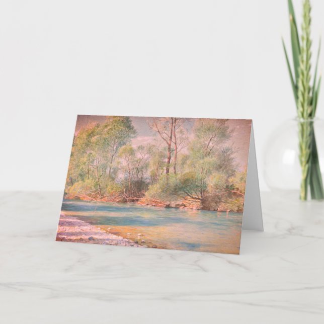 Cartão Traunstein River on Road to Empfig, Baviera: (Frente)