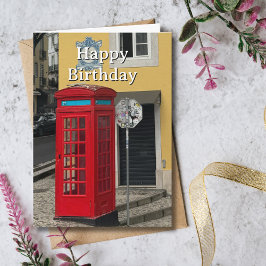 Cartão Travel Birthday Red Phone Booth Fun Photo 