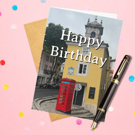 Cartão Travel Birthday Red Phone Booth Fun Photo 
