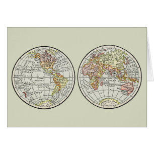 Cartão Travel Globe Map Earth 1916 World Atlas