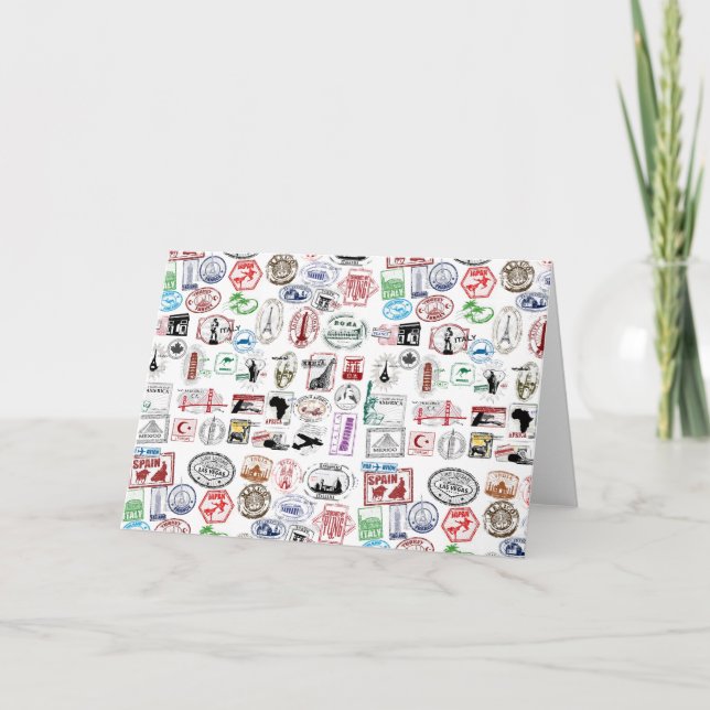 Cartão Travel Stamps Pattern (Frente)
