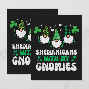 Cartão Travessuras do Dia de São Patrício com Gnomies Gno