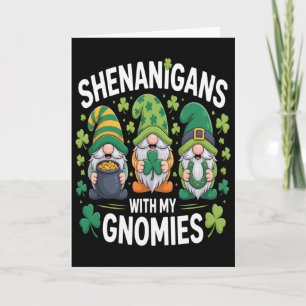 Cartão Travessuras do Dia de São Patrício Com Meus Gnomos
