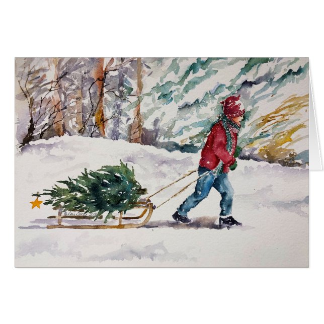 Cartão Trazendo em casa a árvore (Frente horizontal)