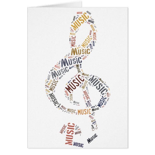 Cartão Treble Clef Word Art (Frente)