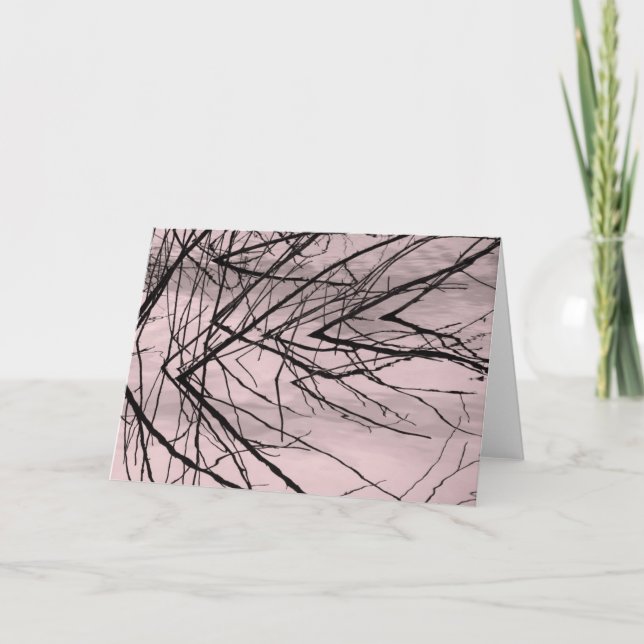 Cartão Tree Branch Reflection on Pink Water Greeting Card (Frente)