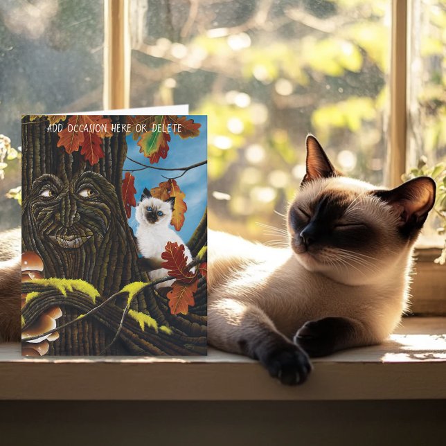 Cartão Tree Ent Cat Autumn Fantasy (Criador carregado)