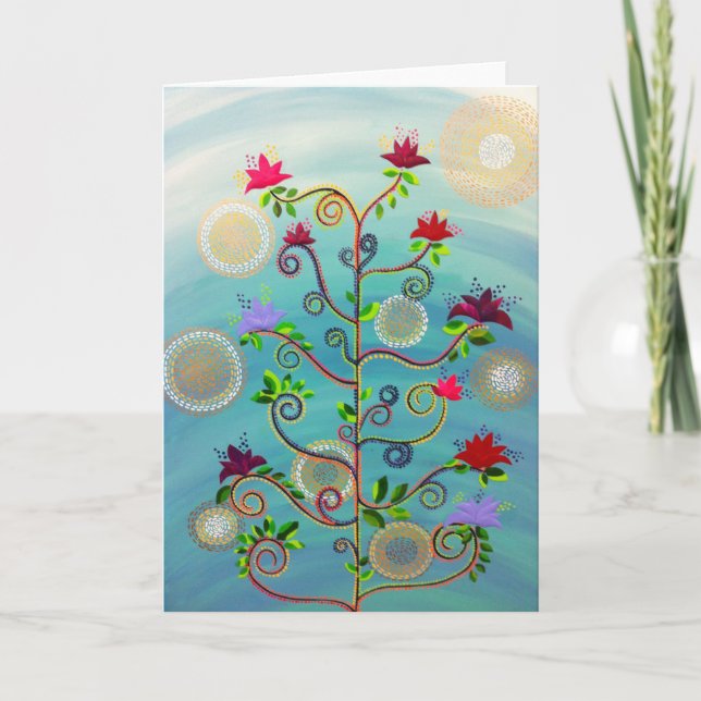 Cartão "Tree in Bloom" note card by CatherineHayesArt (Frente)