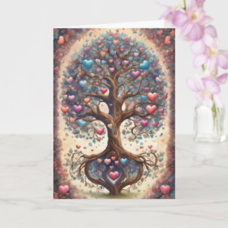 Cartão Tree of Life Pastel Hearts Valentine's Day