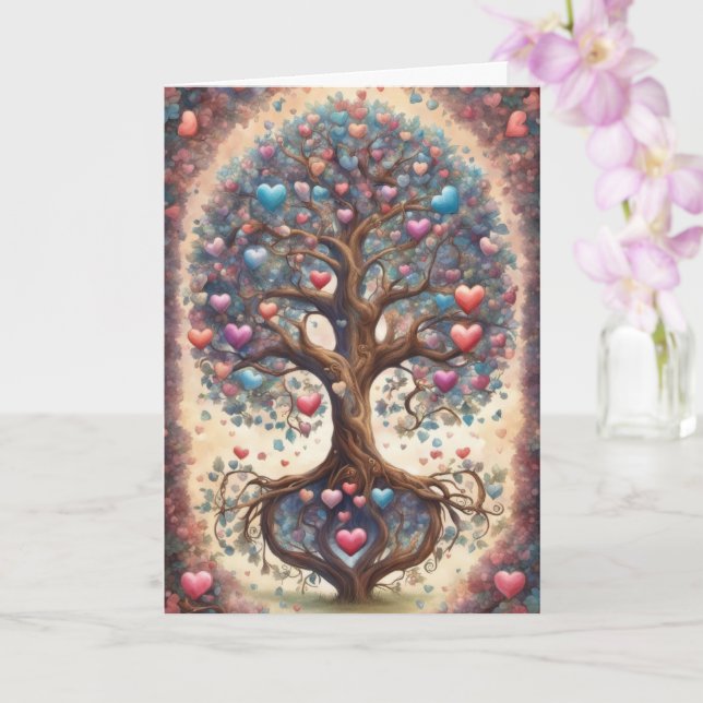 Cartão Tree of Life Pastel Hearts Valentine's Day (Orquídea)