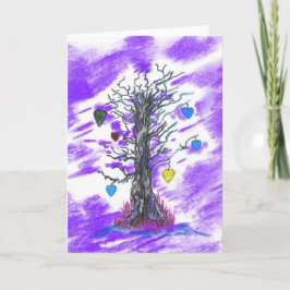 Cartão Tree of Love Purple Greeting Card