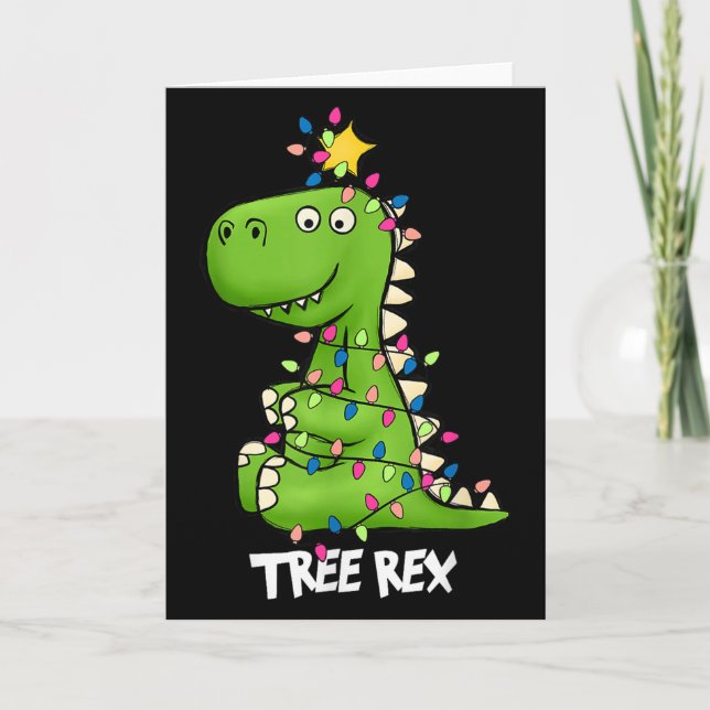 Cartão Tree Rex Funny Xmas Trex Boys Toddler Christmas Di (Frente)