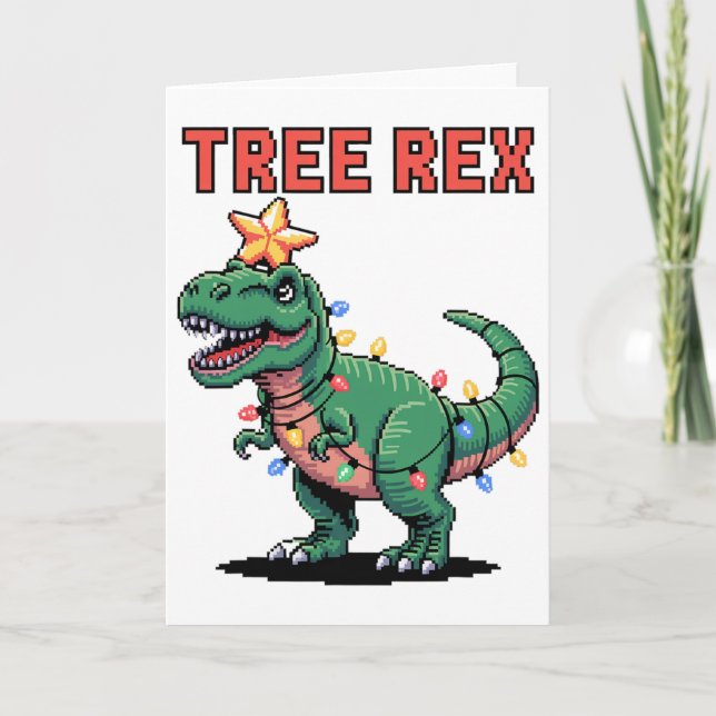 Cartão Tree Rex Ugly Christmas Sweater Dinosaur  (Frente)