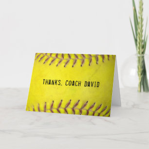 Cartão Treinador Amarelo Softball Obrigado