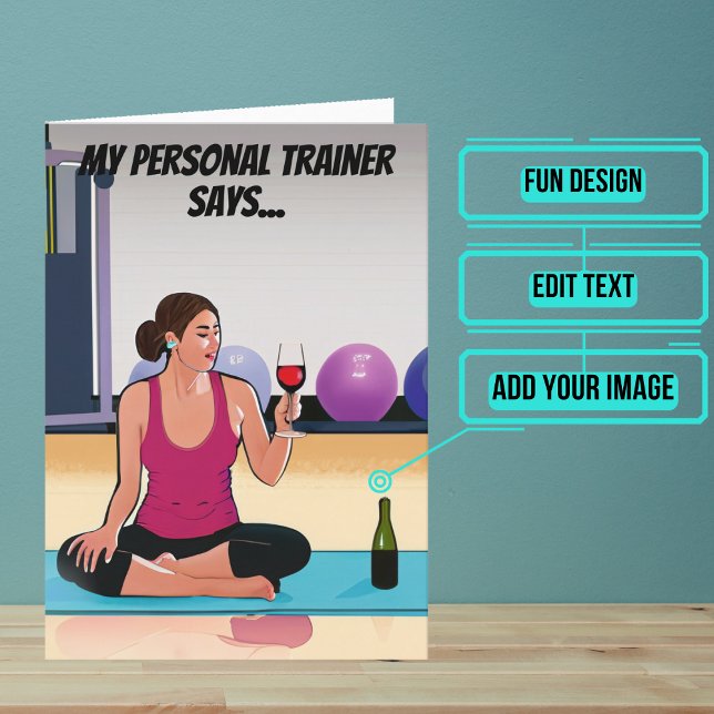 Cartão Treinador Pessoal diz para hidratar o aniversário  (This fun card is specifically for the personal trainer friend in your life.)