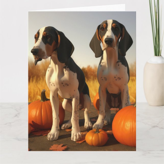 Cartão Treing Walker Coonhound Puppy Autumn Pumpkin (Frente)