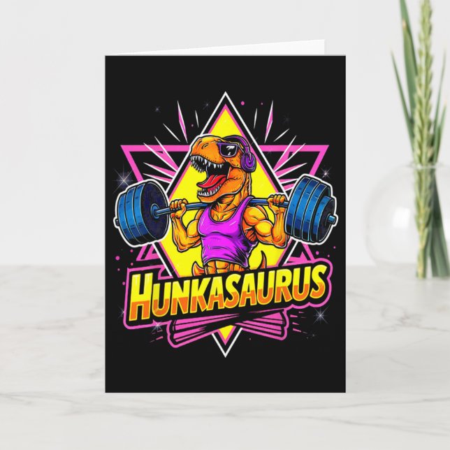 Cartão Treino de Academia Hunkasaurus T-rex Powerlifting  (Frente)