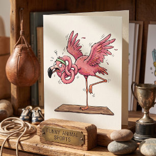 Cartão Treino de Yoga de Flamingo Engraçado Falha