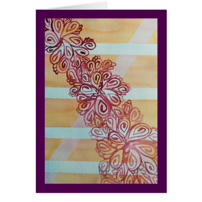 Cartão Treliça e planta abstratas da aguarela (Frente)