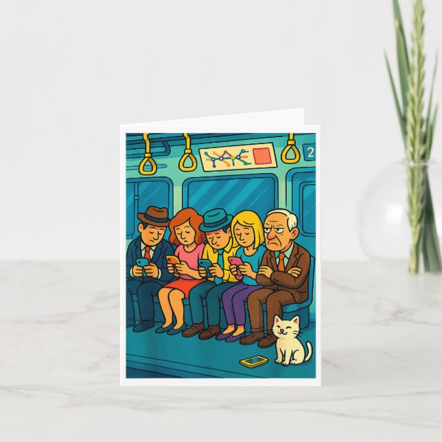 Cartão Trem Comum Engraçado Detox Digital Sátira de Tecno (Frente)