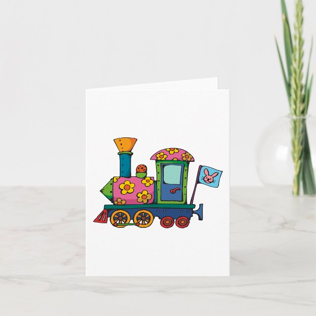 Cartão Trem de Brinquedo de Flores (Criador carregado)
