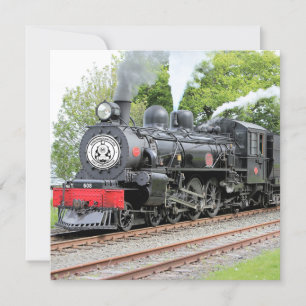 Cartão Trem de Locomotiva a Vapor Natalino Vintage Vermel