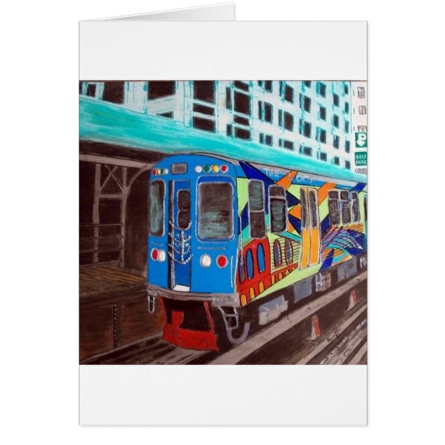 Cartão Trem Elétrico com Grafite de Chicago (Frente)