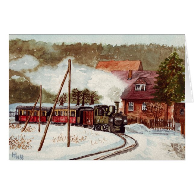 Cartão Trem europeu do vapor (Frente Horizontal)