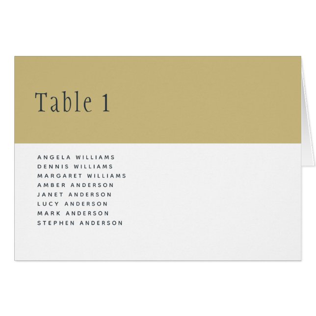 Cartão Trending Dourado White Wedle TABLE Number Names (Frente horizontal)