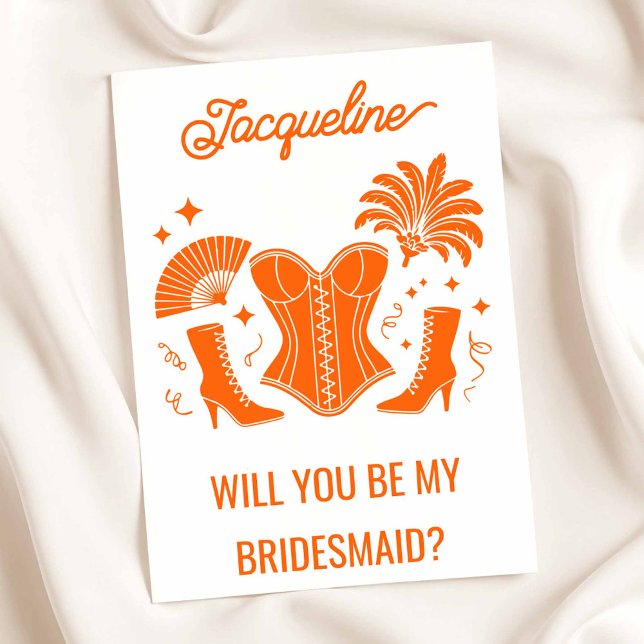 Cartão Trendy Las Vegas Showgirl Bridesmaid Proposal (Orange Showgirl WYB Card)