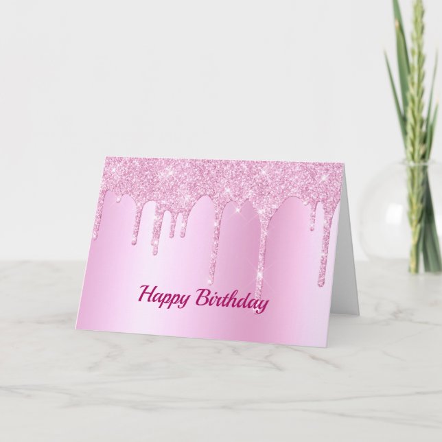 Cartão Trendy Pink Glitter Drives Graphic Birthday (Frente)